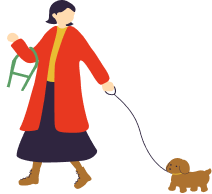 犬の散歩をしている女性