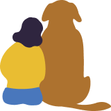 犬と寄り添う女性